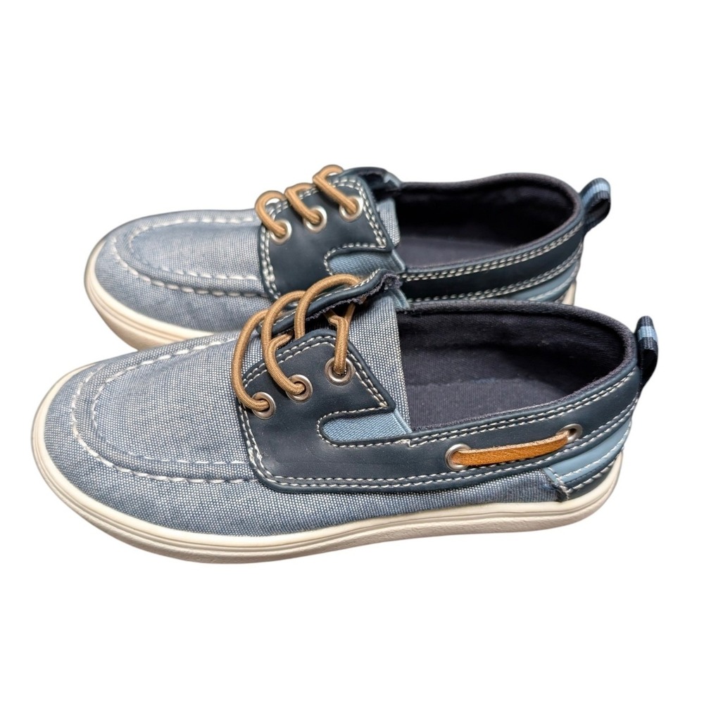 The Childrens Place Kids Blue Chambrey Canvas Boat Shoes Loafers Size 11